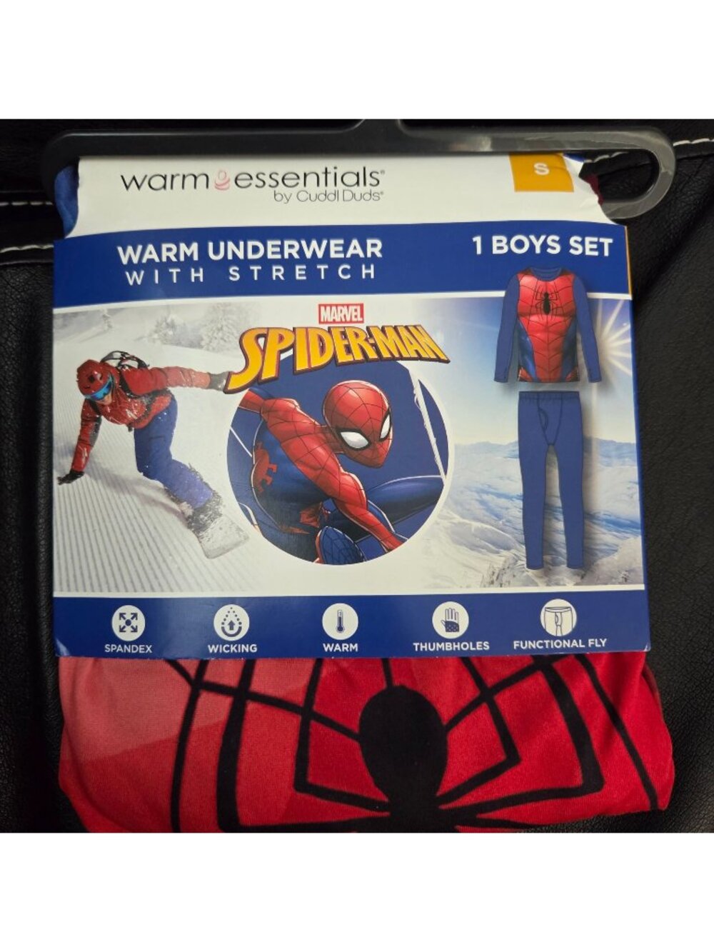 Marvel Spiderman Boys Warm Essentials Underwear Set Small Stretch Fabric With Th